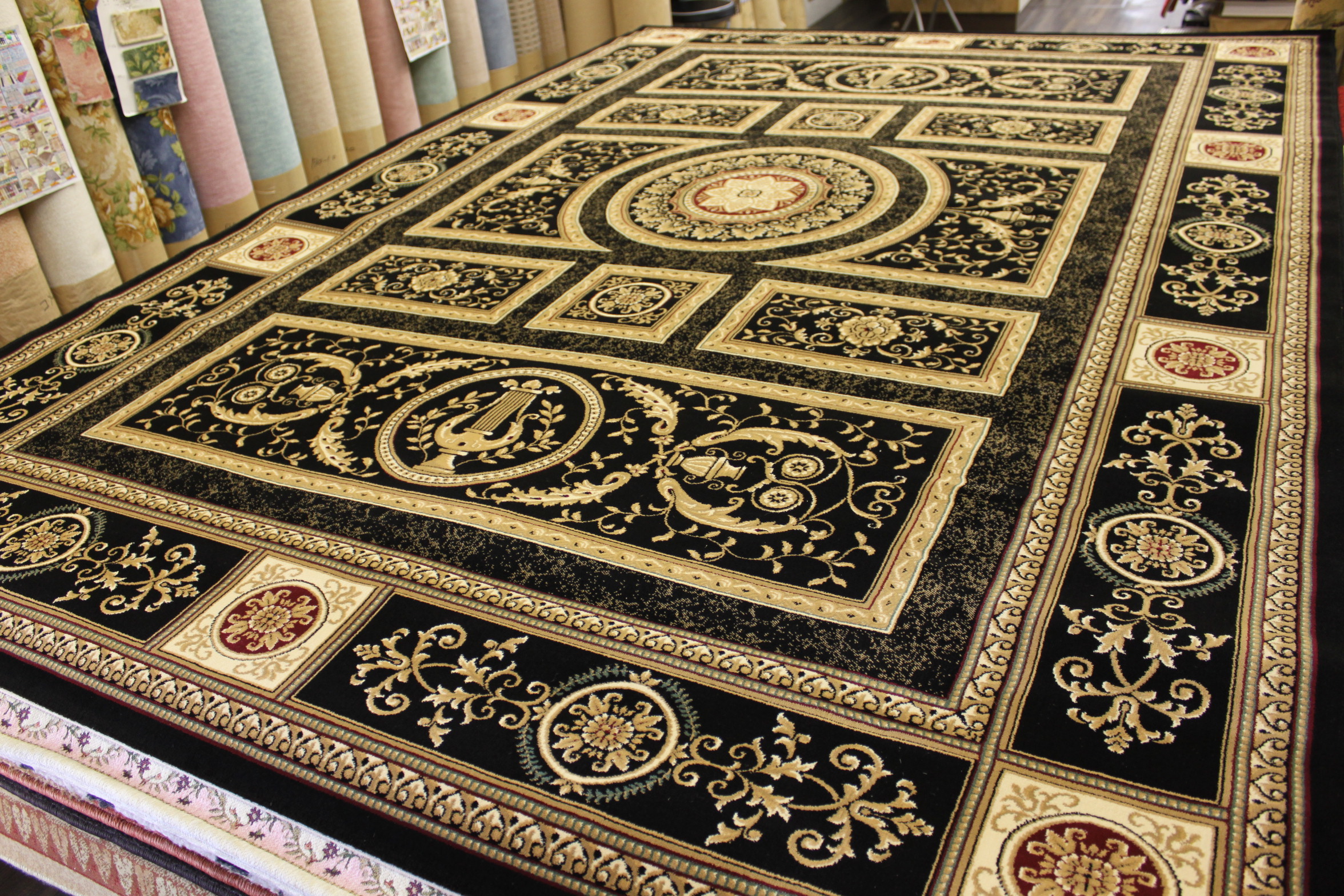 ラグマット 絨毯 約3畳 約185cm×230cmネイビー 極厚ウレタン20mmの+