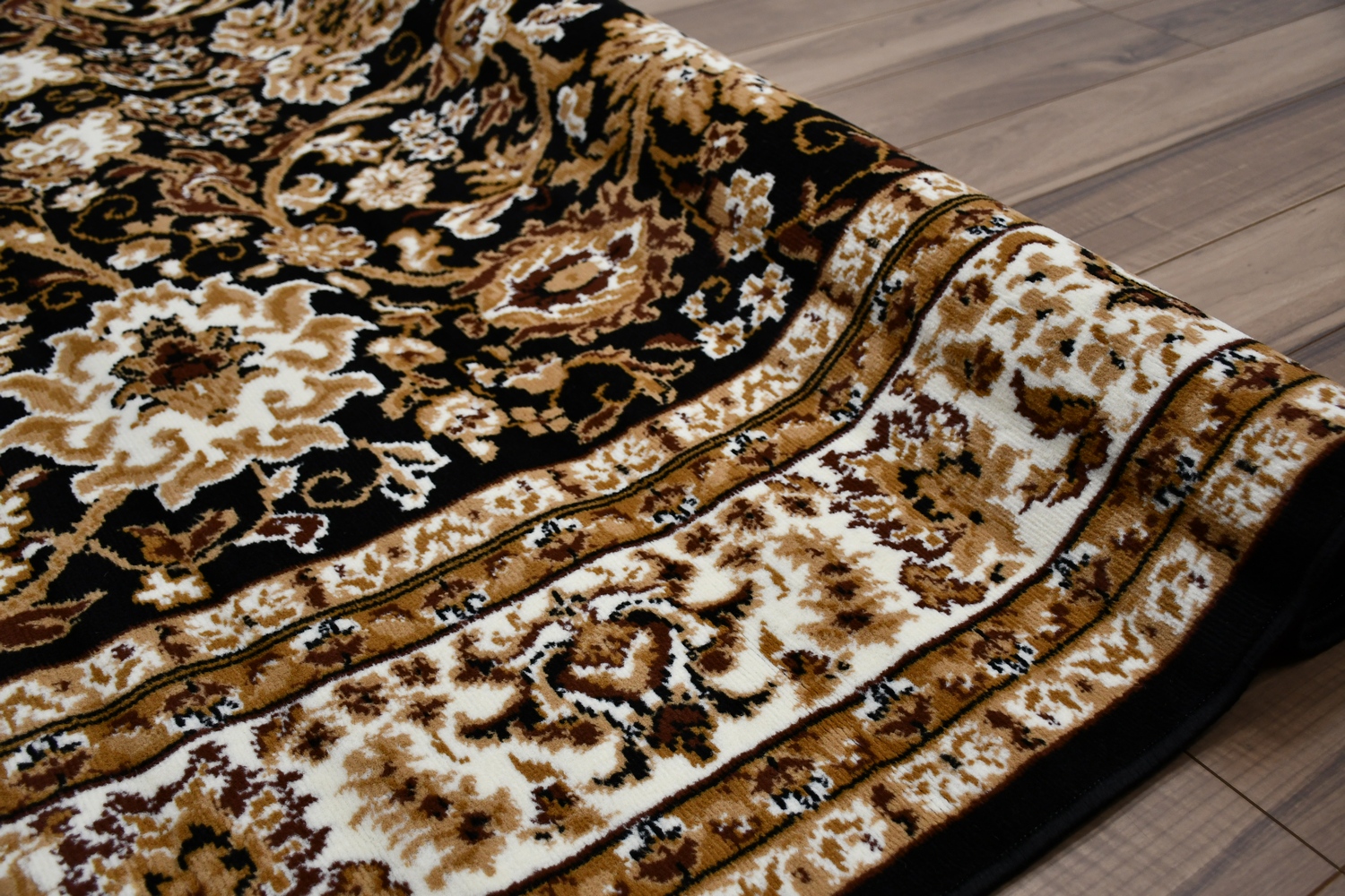 ブラック ラグ 絨毯  カーペット ベルギー じゅうたん 安い 4.5畳