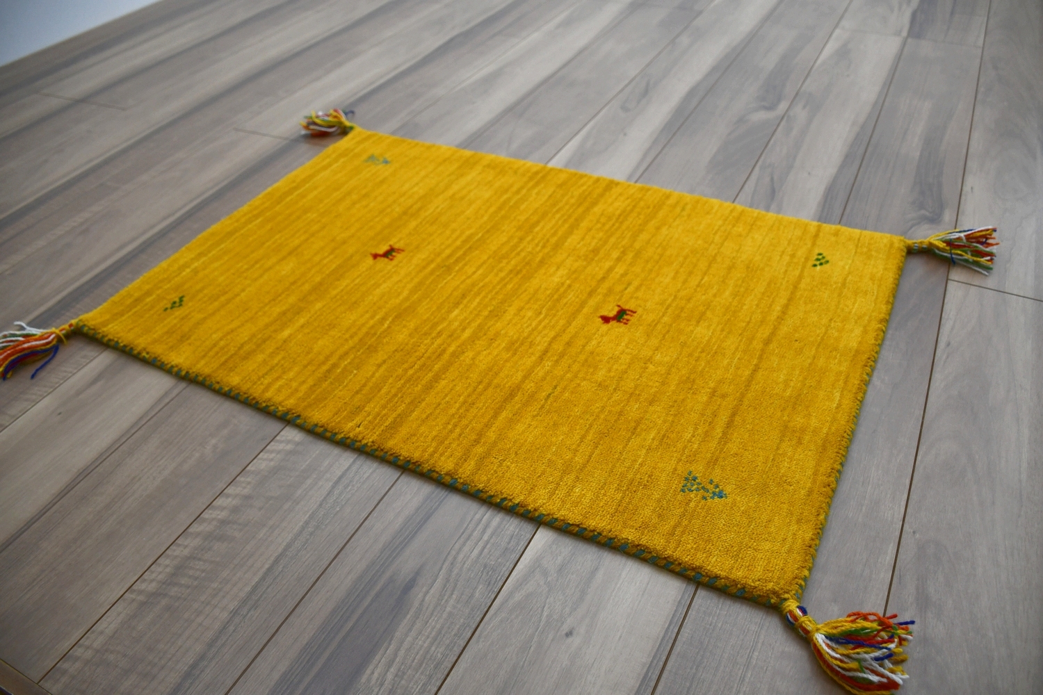 格安通販 ラグ マット 玄関マット 約60×90cm ウール インド製 手織り