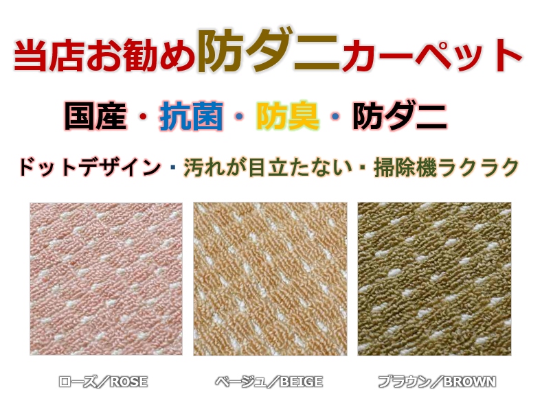 カーペット 6畳 六畳 じゅうたん 絨毯 防ダニ 抗菌 防臭 日本製 国産