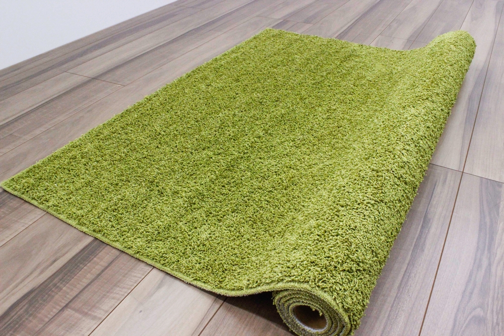 シャギーラグ 1 5畳 ラグ 防音 カーペット 絨毯 リビング 子供部屋 無地 シンプル カジュアル モダン 緑 白 ラグマット 品名 リッチ 約1 5畳 130 190cm 北海道 絨毯 ラグ専門店 大漁カーペット